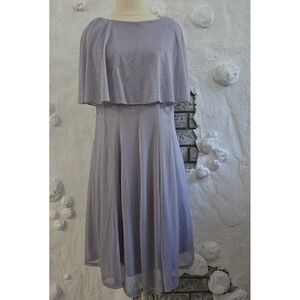J. Taylor Lavender Glitter Capelet Overlay Dress Purple Sparkly Formal Size 14